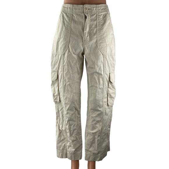 Abercrombie & Fitch Womens Beige High Rise Wide Utility Cargo Trousers Pants 26 - Picture 1 of 4
